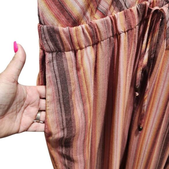 Wonderly Tie Waist T Back Jumpsuit striped rayon 1X new NWT - Picture 6 of 11